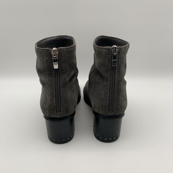 Marc Fisher Womens Suede Ankle Bootie Gray 7.5M Umala-T Round Toe Silver Studs - Picture 4 of 12